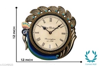 Elegant Peacock Design Metal Wall Clock - Free Size, Metal, Wall Clock, Pack of1